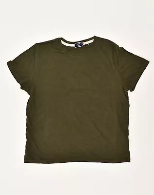 SUPERDRY Mens T-Shirt Top 3XL Khaki Cotton ZZ02 • £10.56