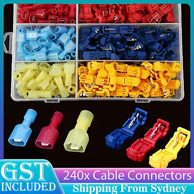 240x T-Tap Electrical Cable Connectors Wire Crimp Terminals Quick Splice Kit AU • $23.39