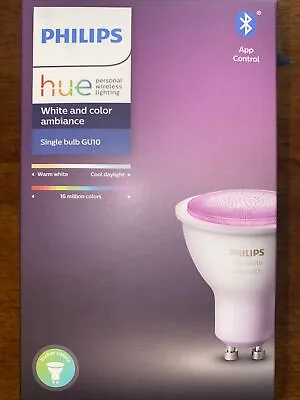 $54 • Buy PHILIPS HUE 5.7W 350lumen GU10 LED WHITE AND COLOR AMBIANCE GLOBE