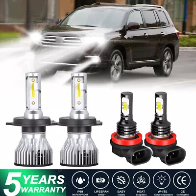 Combo LED Headlight Hi/Lo+ Fog Light Bulbs For Toyota Highlander 2008 2009 2010 • $24.65