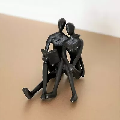 £21.95 • Buy Couple Reading Books Statue Home Decor Gift Metal Ornament Girl Boy Figurine