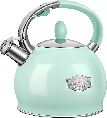 RETTBERG Tea Kettle For Stovetop Whistling Tea Kettles Modern Green Stainless St • $52.05