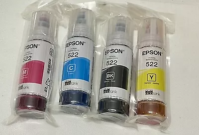 Genuine Epson 522 Ink Bottles 4 Pack For ET-2720 ET-2800 ET-2803 ET-4700 ET-4800 • $28