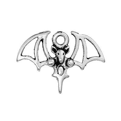 10 Halloween Bat Gothic Charms Pendants Antique Silver Tone 21mm X 15mm J83039H • £2.79