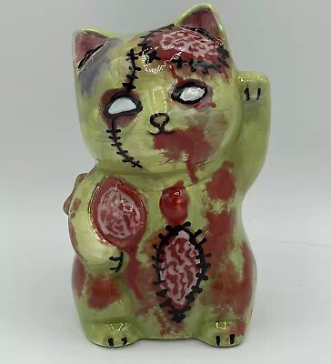 Zombie Maneki Neko Lucky Cat Signed KIT Custom Painted 6” OOAK Halloween • $47.95