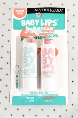 Maybelline BABY LIPS DR RESCUE Menthol Medicated Lip Balm 2 Pack Dry Lip Relief • $18.98