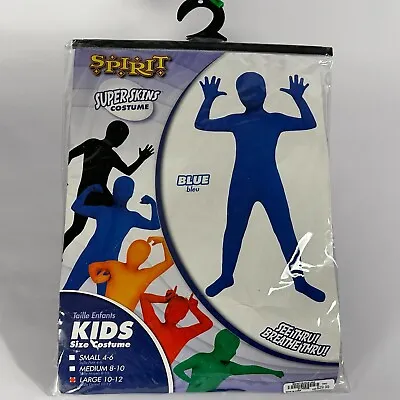 Spirit Halloween Kids Large Blue Super Skins Morph Suit Costume Size 10-12 • $17.99
