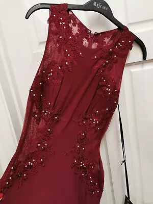 Mascara MC161045G Size 6 Wine Red Sequin Evening Dress Lace BNWT • $252.64