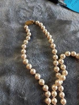 Vintage Monet Faux Pearl Necklace 24” Necklace Single Strand Gold Tone Closure • $35