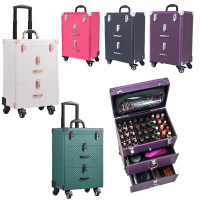 Large Makeup Beauty Cosmetic Case Trolley Vanity Drawers Nail Station StorageBox • £59.95