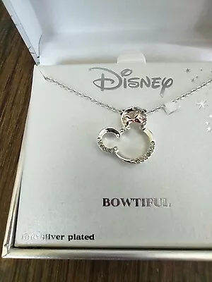 Disney Minnie Mouse Bowtiful Fine Silver Plated Necklace NIB • $12