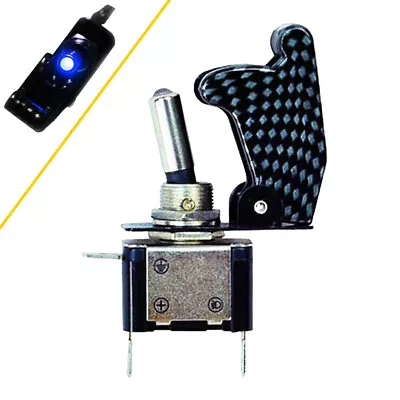 ASW-07D On/Off Toggle Switch LED-Blue Light Diaphanous MISSILE Cover 12V 20A • $9.49