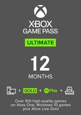 XBOX GAME PASS ULTIMATE 12 MONTH SUBSCRIPTION (12x 1 MONTH CODES) - CONSOLE+PC • $69.99