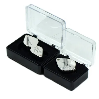 Two Jeweler Loupes 10x-20x Triplet-30x21mm Magnifying Glass With Storage Cases • $8.95