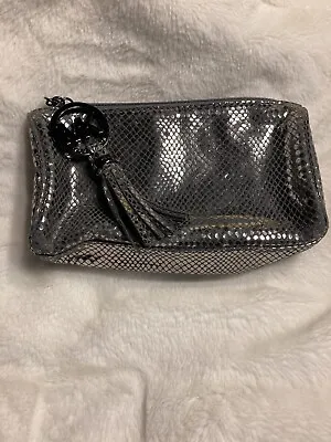 Michael Kors Silver Gray Metallic Snakeskin Cosmetic Bag Clutch • $35