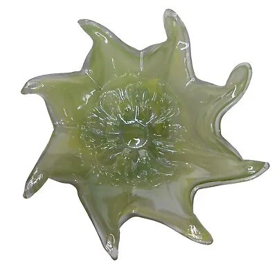 Lavorazione Arte Murano Art Glass SPLASH Glass Bowl Dish Green  8.25 X 8 X 3.25  • $36.62