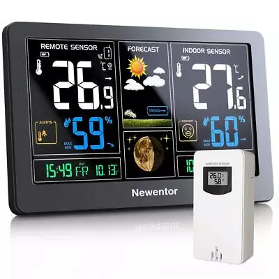 Newentor Weather Station Wireless With Outdoor Indoor Sensor Color Display Dig • £37.99