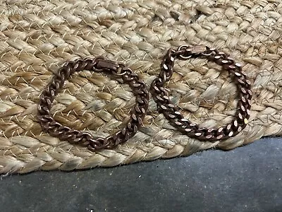 Vintage Lot 2 Solid Copper Chain Link Bracelet 7” • $18