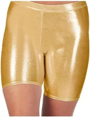 Ladies And Childrens Shiny Metallic Cycling Shorts (Kids And Adults Sizes) • £8.99