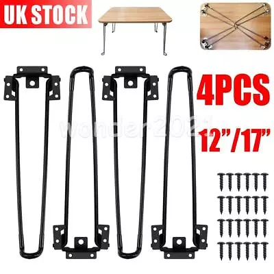 4PC 12 /17  Folding Hairpin Legs Folding Table Legs Metal Table Folding DIY UK • £14.75