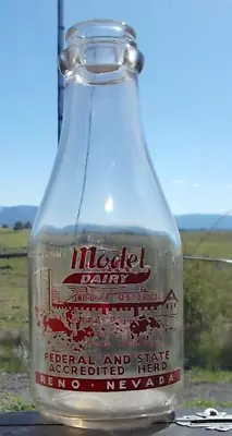 Reno Nevada Model Dairy Milk Bottle MODEL DAIRY-FEDERAL&STATE ACCREDITED Quart • $29.99