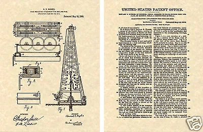 $9.95 • Buy HOWARD HUGHES DRILLING RIG US PATENT Art Print READY TO FRAME!! Oil Mine Drill