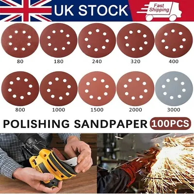 100pcs 125mm 5  Sanding Discs 80 400 800 3000 Mixed Grit Orbital Sander Pad Set • £9.21