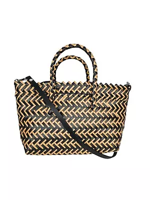 Zara Brown & Black Weaved Satchel Crossbody Bag Shopper Bag Women's Purse • $27.99