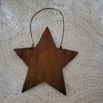 Rustic Rust Colored Corrugated Tin Star Christmas Ornament Wire Hanger • £6.74