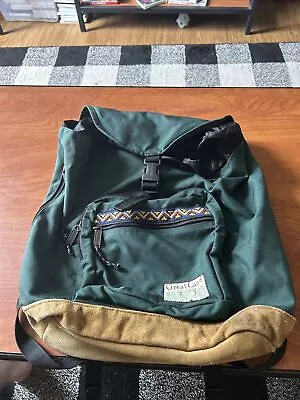 Vtg GreatLand Backpack Mens Green Outdoor Hiking Rugged Leather Classic Vintage • $30