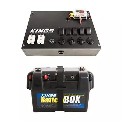 Adventure Kings 12V Control Box + Deep Cycle Battery Box 2x USB & Cig Socket • $168.95