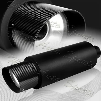 4  N1 Carbon Fiber Slant Tip Black Stainless Weld-On Exhaust Muffler 3  Inlet • $39.99