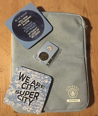 MANCHESTER CITY Memorabilia TABLET COVER  PIN Badge & Coasters • £9.85