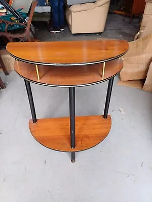 Mid-Century Half Moon Teak Console Table • £12.50