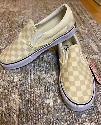 Vans Checkerboard Slip On Shoes Unisex US MENS SIZE 4 US WOMENS SIZE 5.5 Beige • $54.95