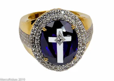 $274.99 • Buy Men's Clergy Bishops Ring (MRG2031 G-P) Amethyst, Sterling Silver W/Gold Plating
