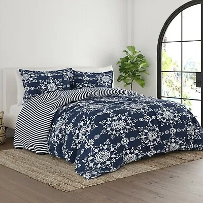 Kaycie Gray Ultra Soft Daisy Medallion Reversible Down-Alternative Comforter • $38.75