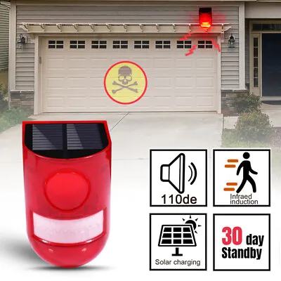 Solar Alarm Strobe Light Lamp Motion Sensor Waterproof Sound Security Outdoor US • $13.88