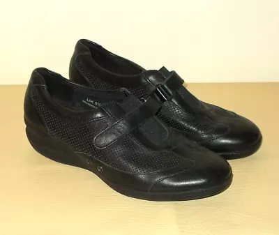 £15.95 • Buy M&S Footglove*Womens Black Leather Wedge Heel Wider Fit Casual Shoes*UK Size 5.5