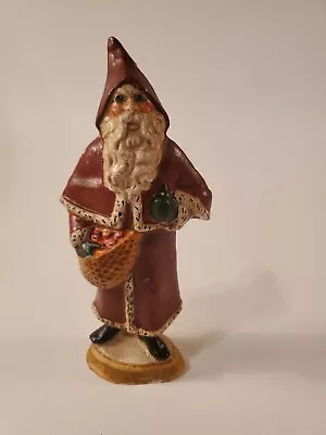 VINTAGE Vaillancourt Folk Art SANTA FRUIT FATHER CHRISTMAS 9.5   Dated 1985 #209 • $99