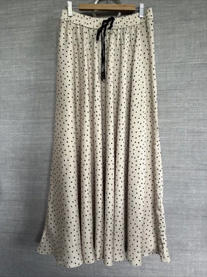 £19.99 • Buy Zara Cream & Black Polka Dot Silky Skirt Size S VGC