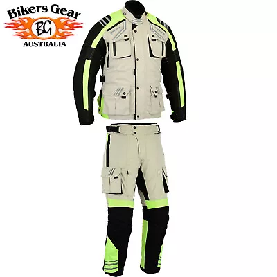 Australian Bikers Gear HiViz Waterproof Motorcycle Motorbike SUIT Jakcet Trouser • $175.52