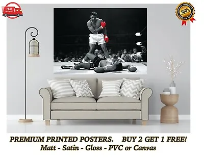 Muhammad Ali Vs Sonny Liston Boxing Large Poster Art Print Gift A0 A1 A2 A3 Maxi • $5.88