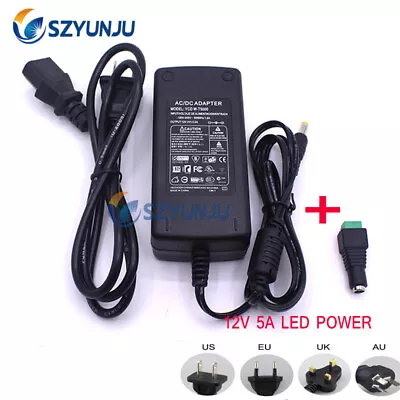 12V 5A 5 Amp 60W DC POWER Supply ADAPTER Transformer LED Strip Light CCTV PC • $6.68