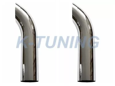 PAIR 5 Inch Chrome 5 OD Curved Exhaust Stack Pipe 24  Length Tailpipe Truck Tube • $168