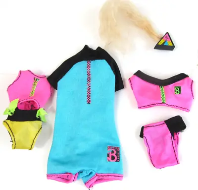 Vtg Barbie Skipper Ken Beach Blast Swimsuits Bikini & 1 Piece Pink Blue 1989 C • $14.25