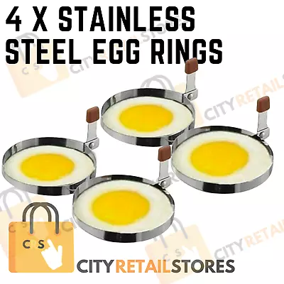 4 X Steel Egg Frying Rings Burgers Pancakes Mould Shapers Circles Food 3  • £6.29