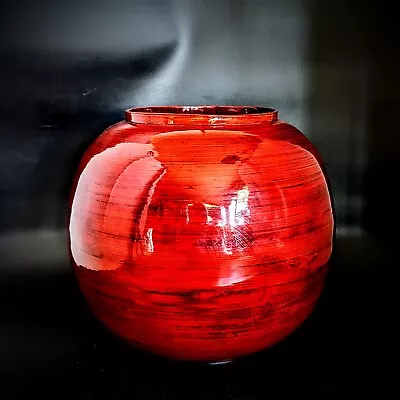 Vintage Lacquerware Burnished Red Tones Spun Bamboo Vase Pot Vietnam  10  • $35