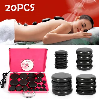 20Pcs Natural Basalt Warmer Rock Massage Hot Stone Set &Heater Therapy Set Body • $38