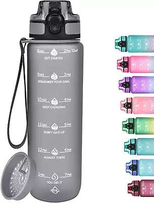 32Oz Motivational Water Bottles With Time Marker & Fruit Strainer Sports Water  • $17.88